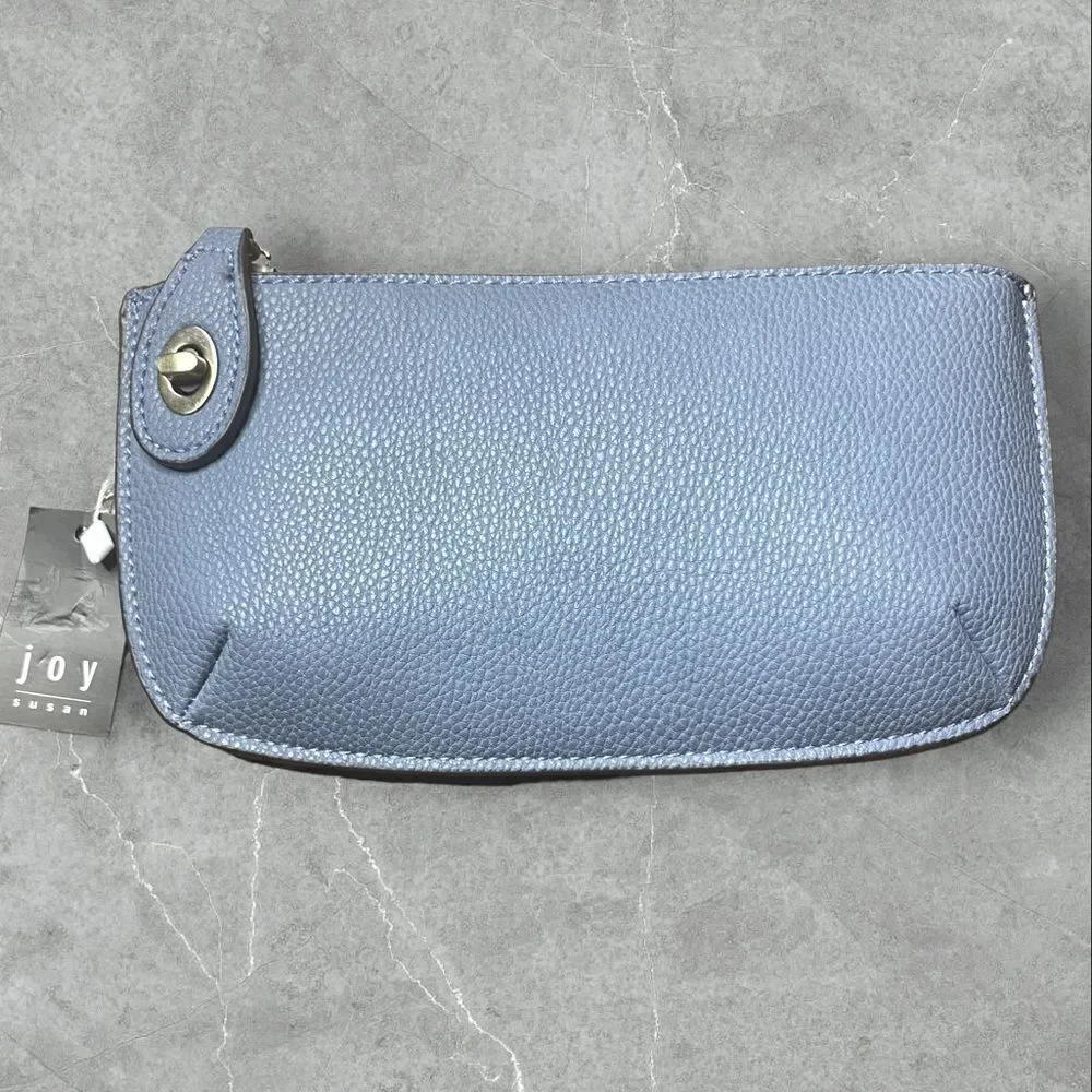 JOY SUSAN Dusty Baja Blue Vegan Leather Wallet Wristlet Crossbody Bag Purse